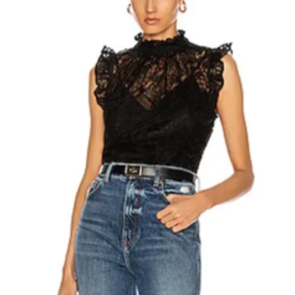 Frame Sleeveless Ruffle Top - Noir - Picture 4 of 5